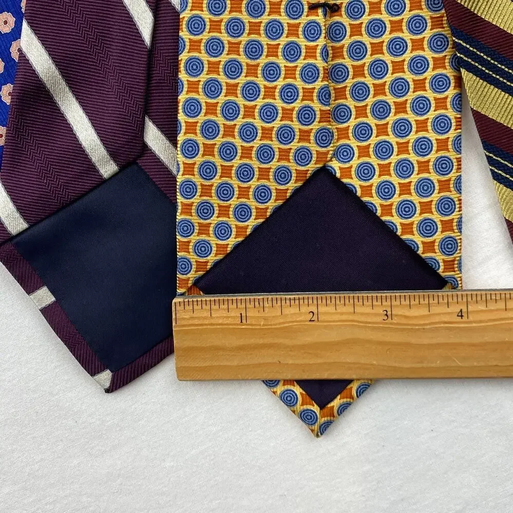 Lot of 9 PAUL FREDRICK Silk Necktie Textured Striped Geometric Ties USA VTG